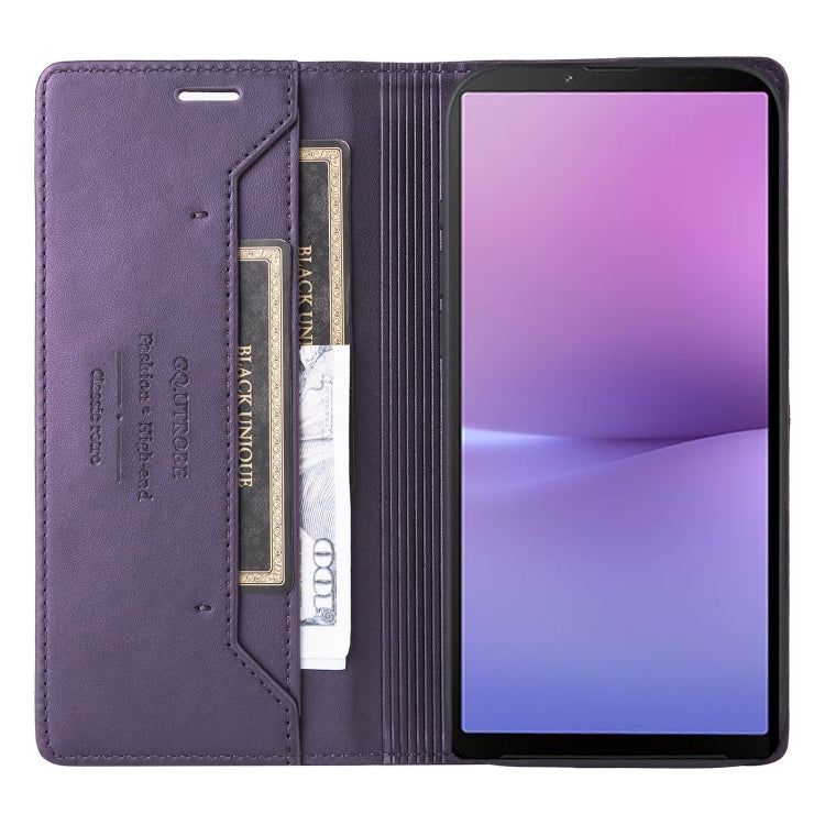 Funda de Cuero Antirrobo Rfid Gqutrobe G01 para Sony Xperia 10 V (Morado)