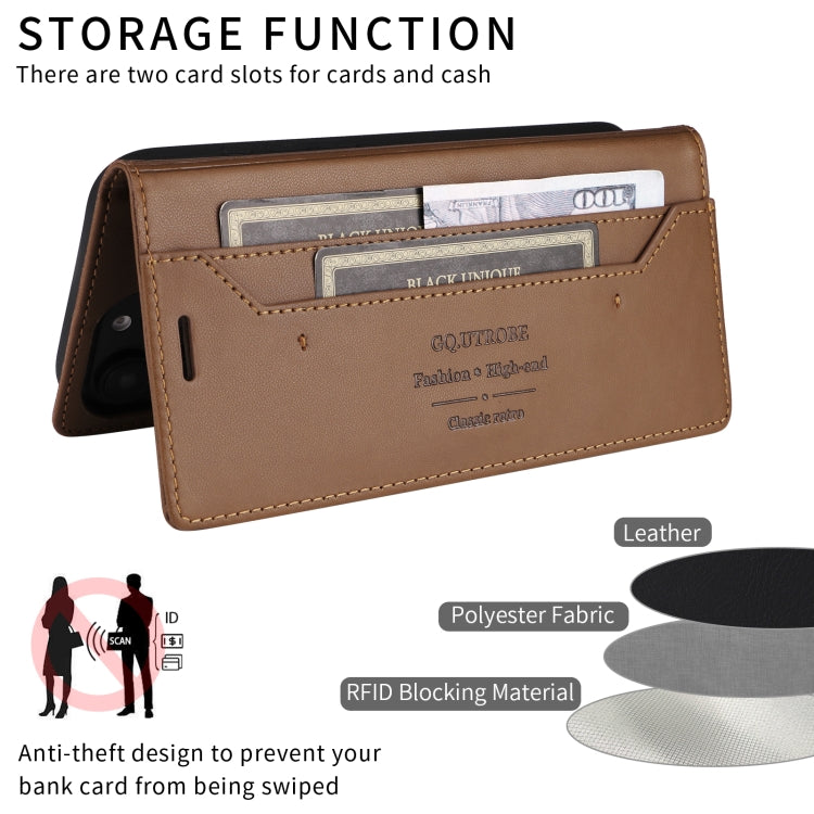 Funda de Cuero Antirrobo RFID Gqutrobe G01 para Sony Xperia 10 Vi (Marrón)