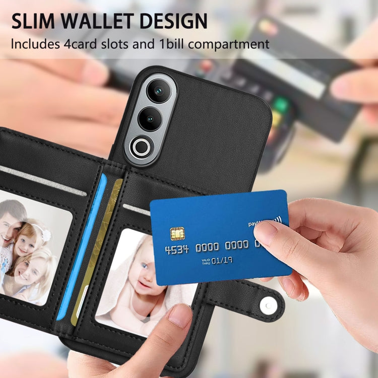 Funda Antirrobo para OnePlus Nord CE4 con Botón y Tarjetero (Negra)