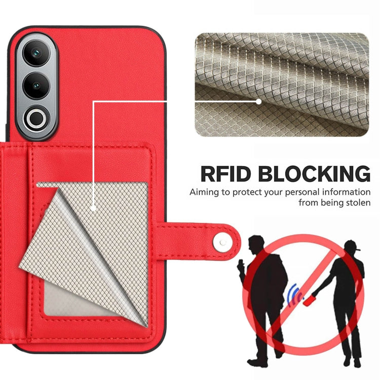 Funda Antirrobo para OnePlus Nord CE4 con Botón y Tarjetero (Roja)