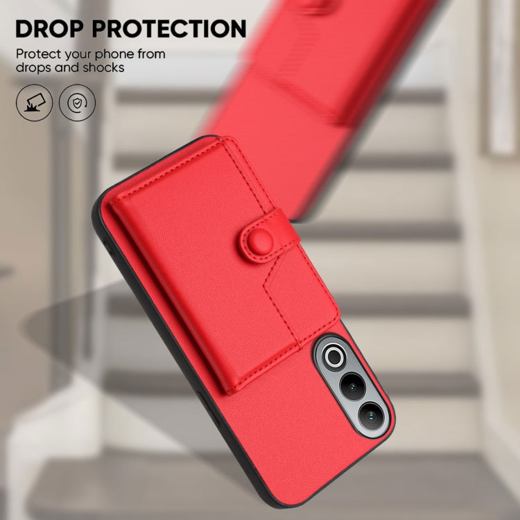 Funda Antirrobo para OnePlus Nord CE4 con Botón y Tarjetero (Roja)