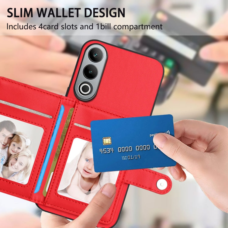 Funda Antirrobo para OnePlus Nord CE4 con Botón y Tarjetero (Roja)