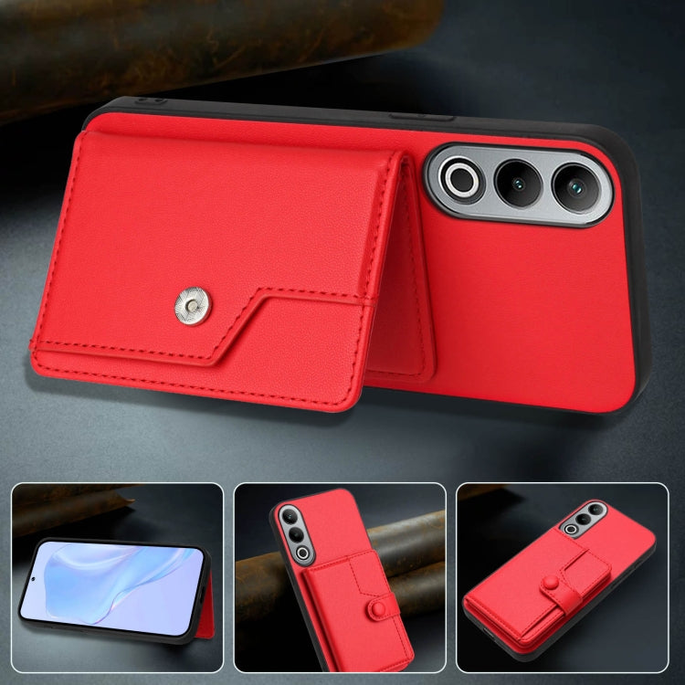 Funda Antirrobo para OnePlus Nord CE4 con Botón y Tarjetero (Roja)