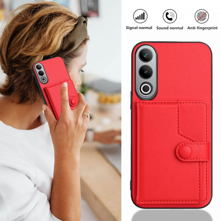 Funda Antirrobo para OnePlus Nord CE4 con Botón y Tarjetero (Roja)