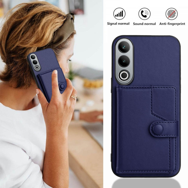 Funda para Teléfono OnePlus Nord CE4 Antirrobo con Botón y Tarjetero (Azul)