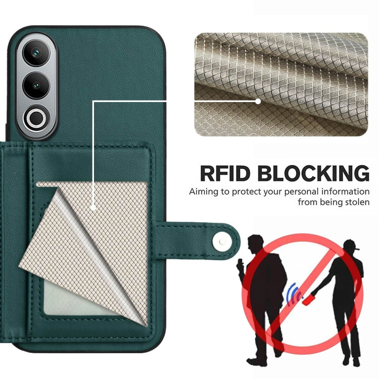 Funda Antirrobo para OnePlus Nord Ce4 con Botón y Tarjetero (Verde)