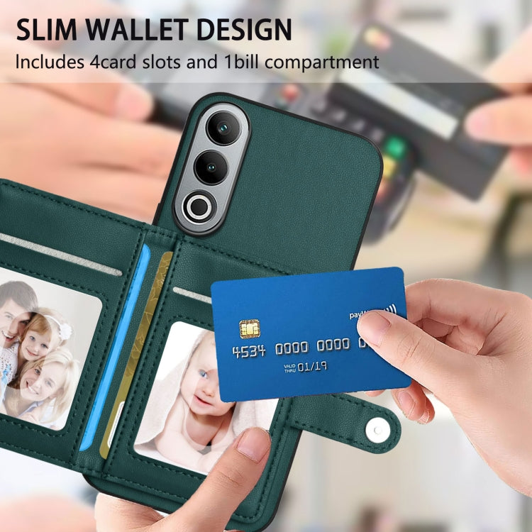 Funda Antirrobo para OnePlus Nord Ce4 con Botón y Tarjetero (Verde)