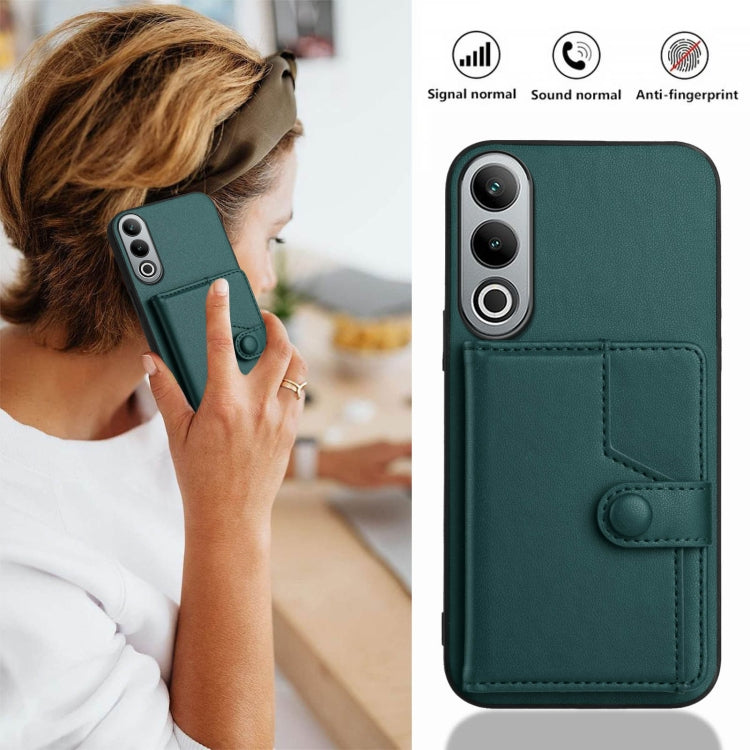 Funda Antirrobo para OnePlus Nord Ce4 con Botón y Tarjetero (Verde)