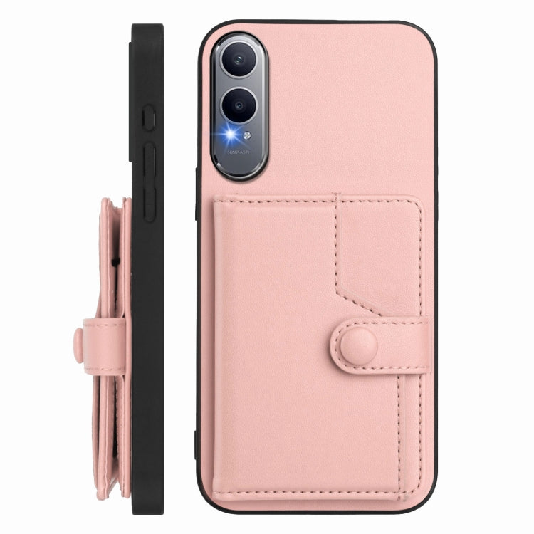 Funda para Teléfono OnePlus Nord CE4 Lite 5G Antirrobo con Botón y Tarjetero RFID (Rosa)
