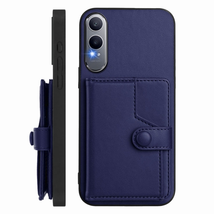 Funda para Teléfono Antirrobo con Botón y Tarjetero para OnePlus Nord CE4 Lite 5G (Azul)