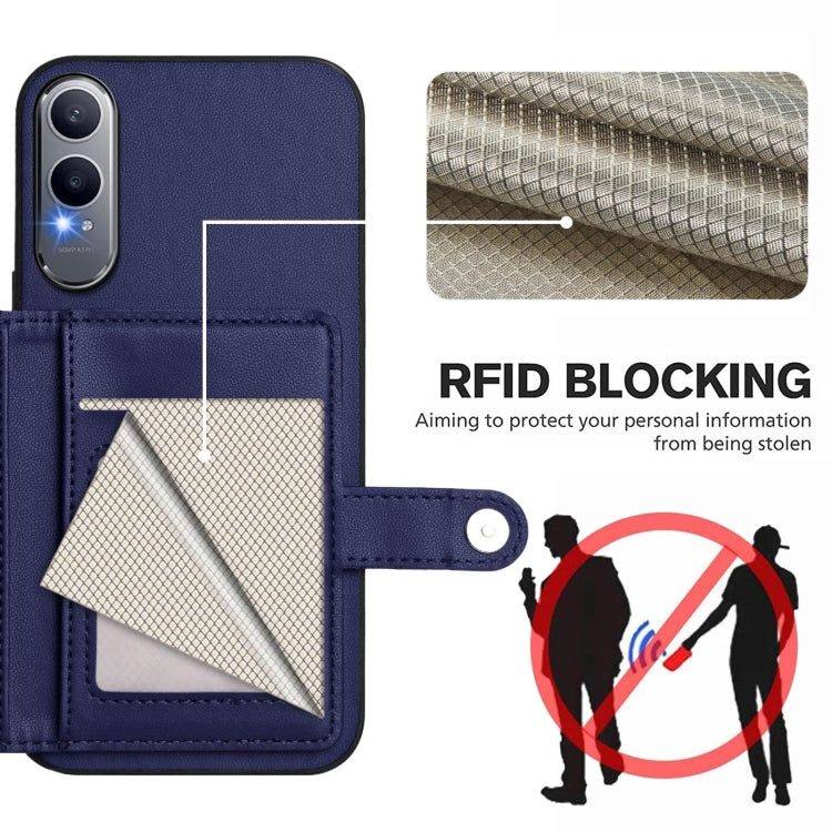 Funda para Teléfono Antirrobo con Botón y Tarjetero para OnePlus Nord CE4 Lite 5G (Azul)