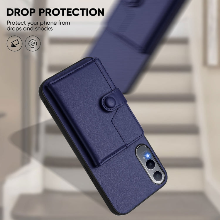 Funda para Teléfono Antirrobo con Botón y Tarjetero para OnePlus Nord CE4 Lite 5G (Azul)