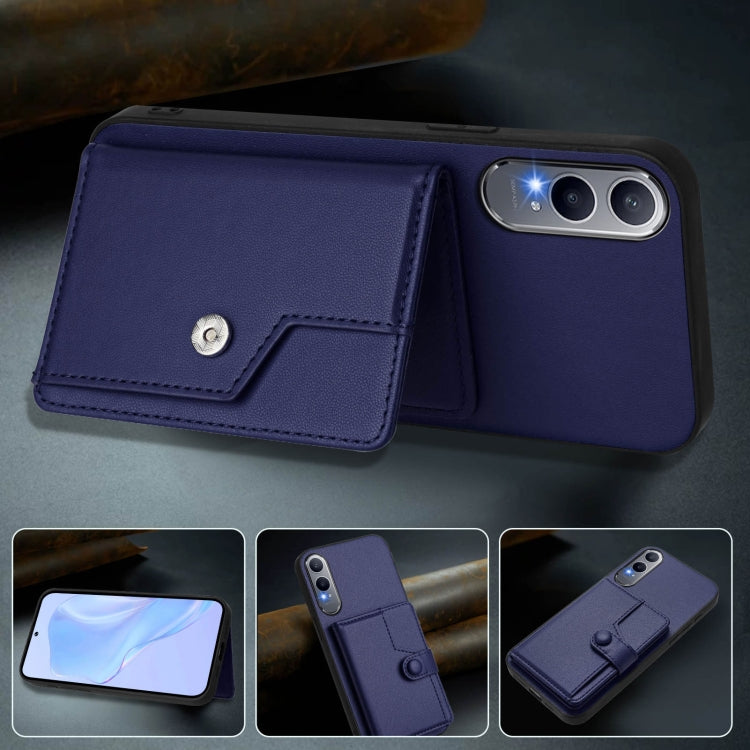 Funda para Teléfono Antirrobo con Botón y Tarjetero para OnePlus Nord CE4 Lite 5G (Azul)