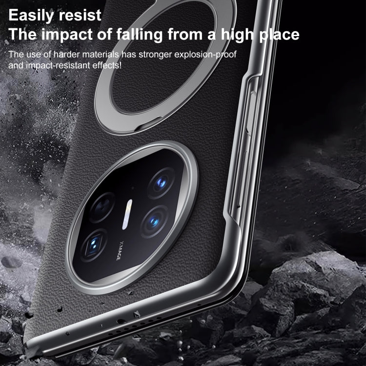 Funda de Cuero con Soporte Magnético Magsafe y Ventana Smart View para Huawei Mate X6 (Negro)