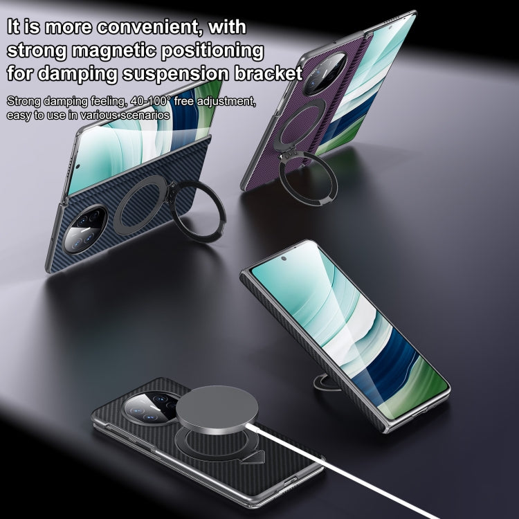 Funda para Teléfono Huawei Mate X6 con Soporte Magnético Magsafe y Textura Kevlar (Marrón)