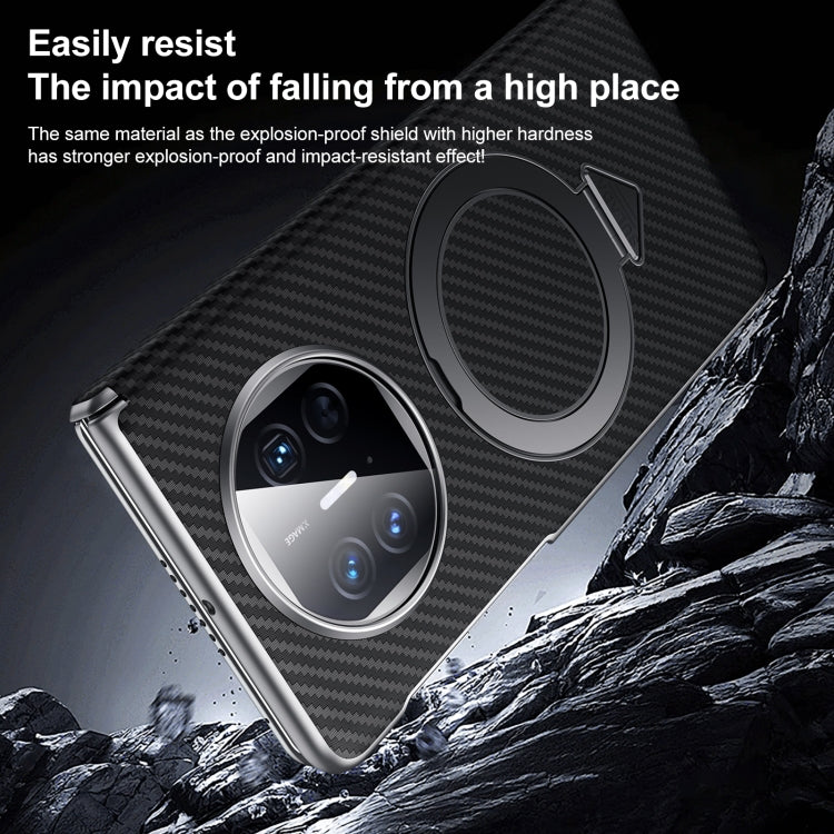 Funda para Teléfono Huawei Mate X6 con Soporte Magnético Magsafe y Textura Kevlar (Marrón)