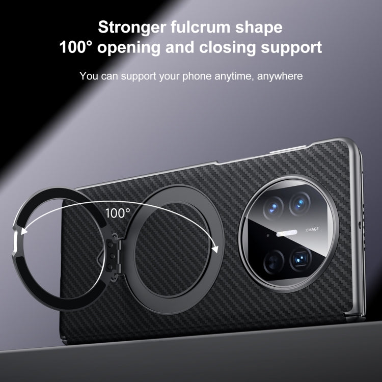 Funda para Teléfono Huawei Mate X6 con Soporte Magnético Magsafe y Textura Kevlar (Marrón)
