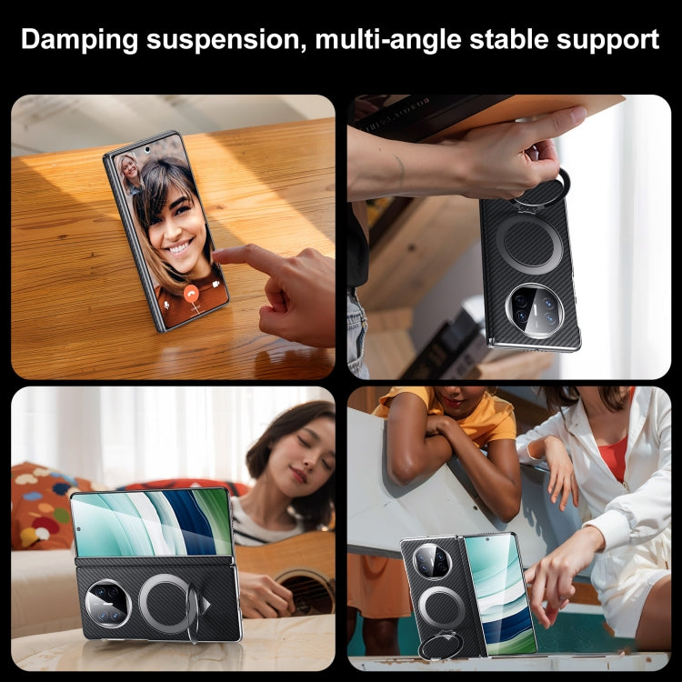 Funda para Teléfono Huawei Mate X6 con Soporte Magnético Magsafe y Textura Kevlar (Marrón)