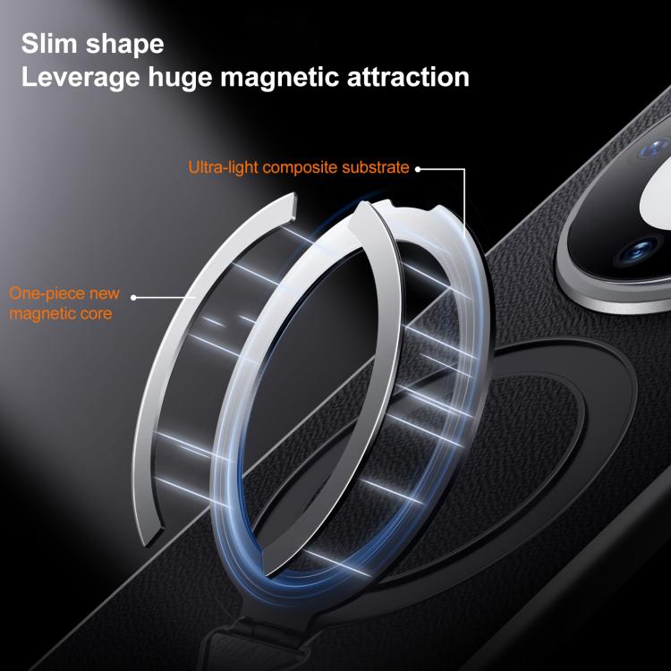 Funda para Teléfono Huawei Pura 70 con Soporte Magnético Magsafe de Cuero (Negro)