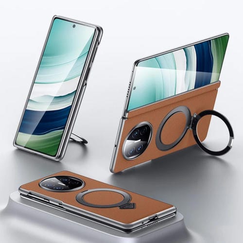 Funda para Teléfono Huawei Mate X5/X3 con Soporte Magnético Magsafe de Cuero Sulada (Marrón)