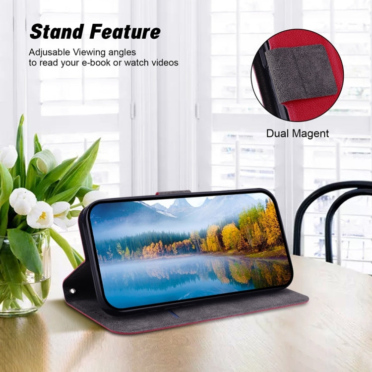 Funda de Cuero Ultrafina con Hebilla Magnética para OnePlus Nord Ce4 (Rojo)