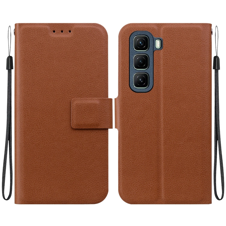 Funda de Cuero con Hebilla Magnética Ultrafina para Infinix Hot 50 5G (Marrón)