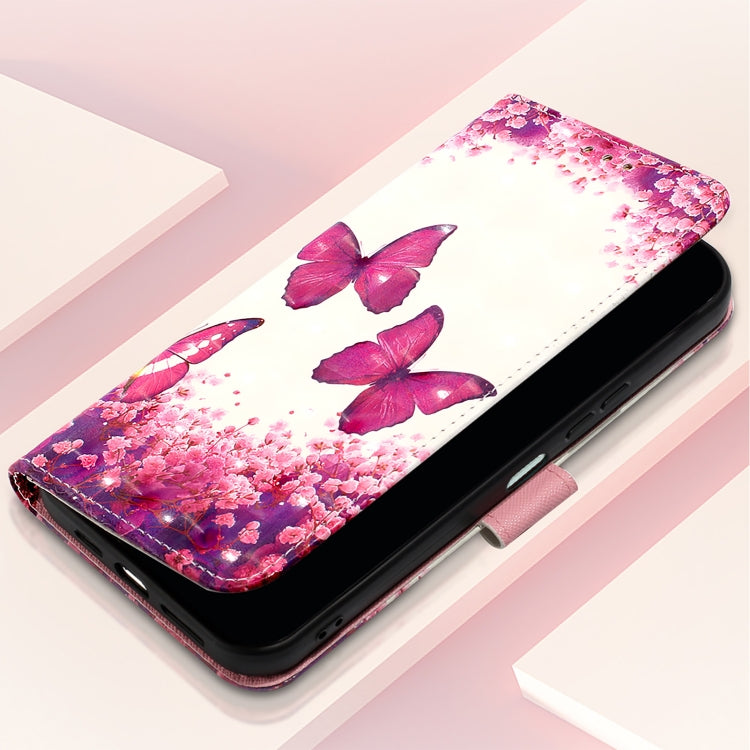 Funda de Cuero con Tapa Horizontal para Cubot P80 con Pintura 3D (Mariposa Rosa)