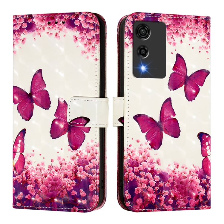 Funda de Cuero con Tapa Horizontal y Pintura 3D para Cubot A10 (Mariposa Rosa)