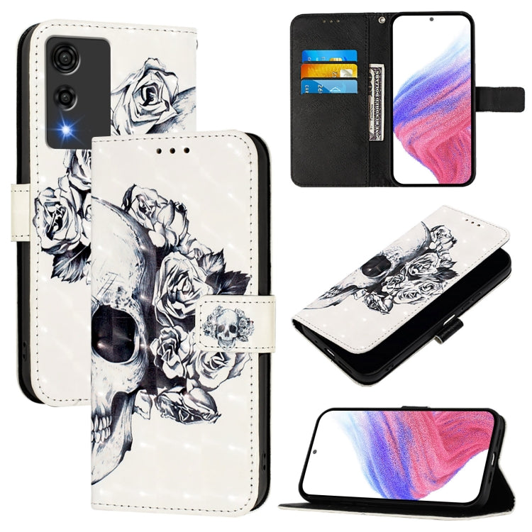 Funda de Cuero con Tapa Horizontal con Pintura 3D para Cubot A10 (Calavera)