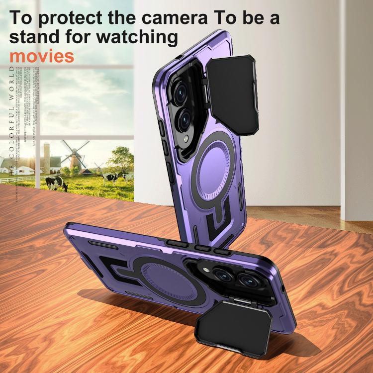 Funda con marco protector MagSafe para Samsung Galaxy S25 Edge 5G (morado)