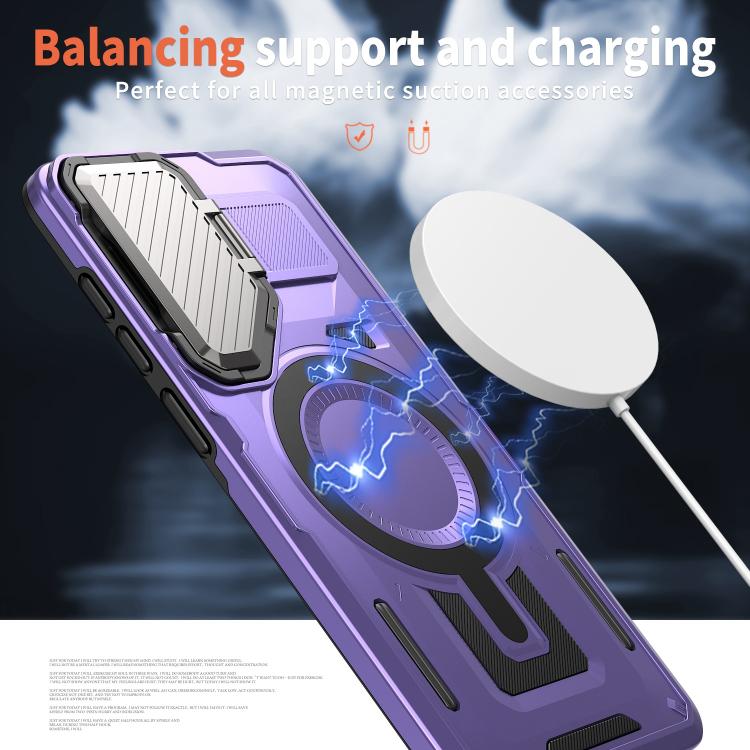 Funda con marco protector MagSafe para Samsung Galaxy S25 Edge 5G (morado)