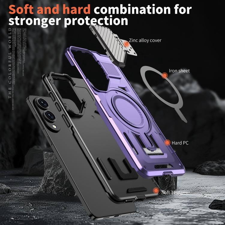 Funda con marco protector MagSafe para Samsung Galaxy S25 Edge 5G (morado)