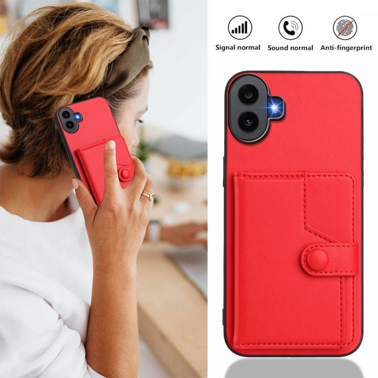 Funda para Teléfono Antirrobo RFID For Nothing cmf con 1 Botón y Tarjetero (Roja)