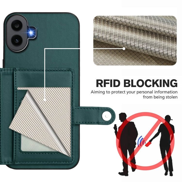 Estuche Antirrobo RFID para Teléfono For Nothing cmf con 1 Botón y Tarjetero (Verde)