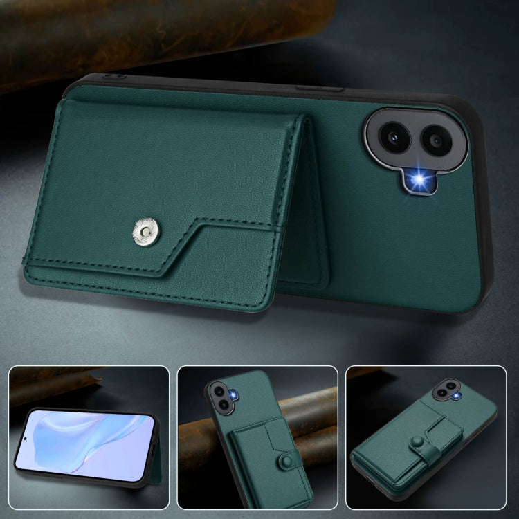 Estuche Antirrobo RFID para Teléfono For Nothing cmf con 1 Botón y Tarjetero (Verde)