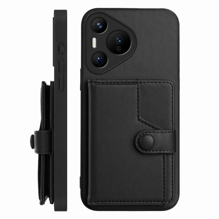 Funda para Teléfono Antirrobo con RFID y Tarjetero con Botón para Huawei Pura 70 (Negra)