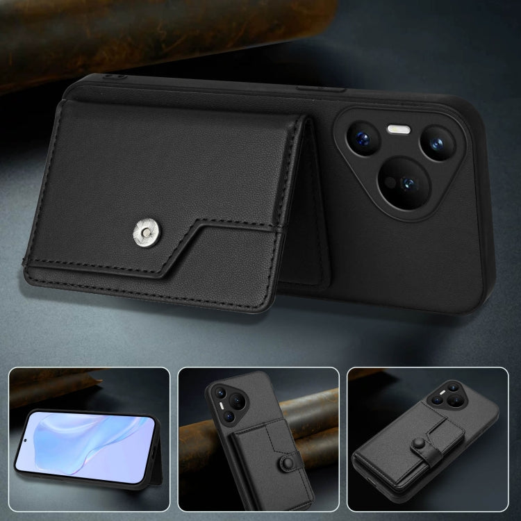 Funda para Teléfono Antirrobo con RFID y Tarjetero con Botón para Huawei Pura 70 (Negra)