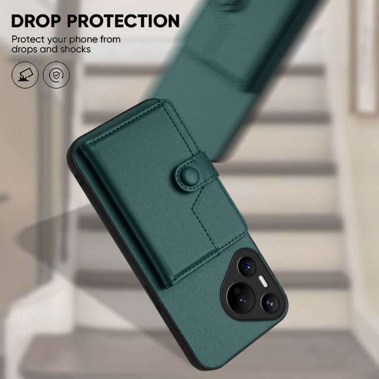 Funda para Teléfono Antirrobo con RFID y Tarjetero 70 Botones para Huawei Pura (Verde)
