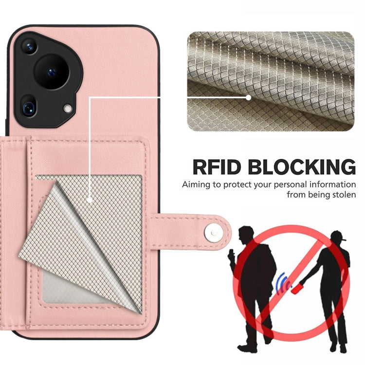 Funda Antirrobo RFID con Botón para Huawei Pura 70 Ultra (Rosa)