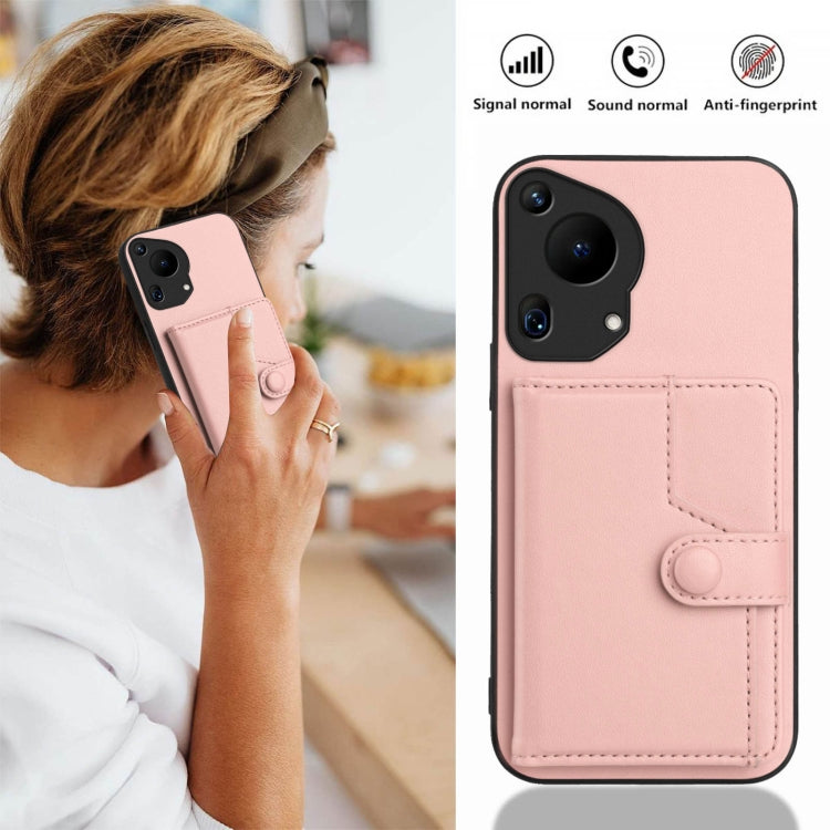 Funda Antirrobo RFID con Botón para Huawei Pura 70 Ultra (Rosa)