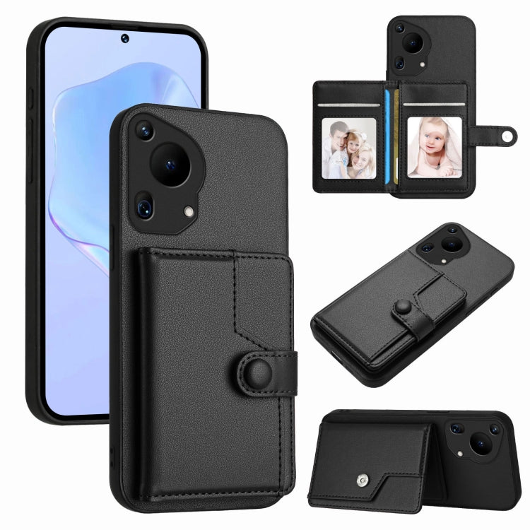 Funda Antirrobo RFID para Huawei Pura 70 Ultra con Botón y Tarjetero (Negra)