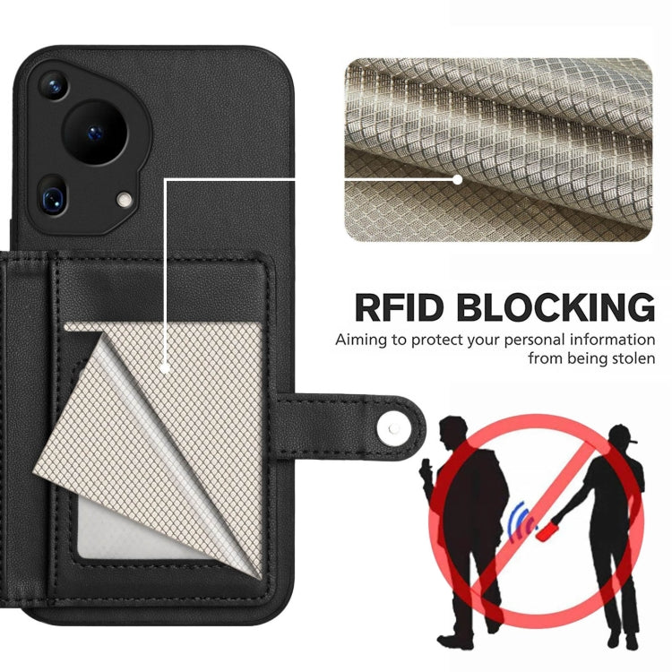 Funda Antirrobo RFID para Huawei Pura 70 Ultra con Botón y Tarjetero (Negra)