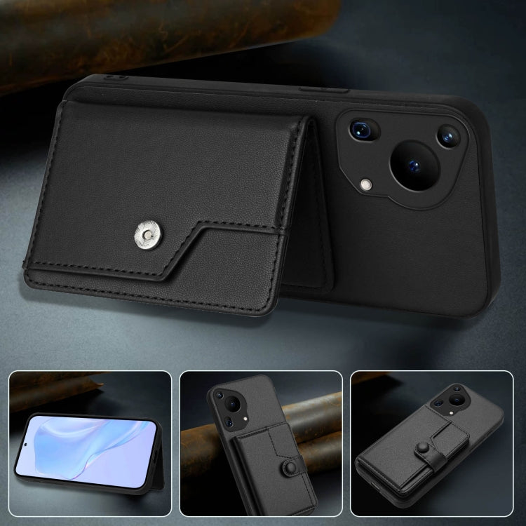 Funda Antirrobo RFID para Huawei Pura 70 Ultra con Botón y Tarjetero (Negra)