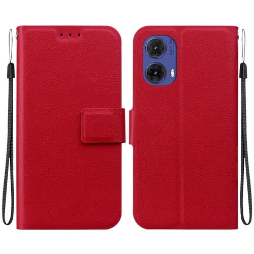 Funda de Cuero Ultradelgada con Hebilla Magnética para Motorola Moto G85 (Rojo)