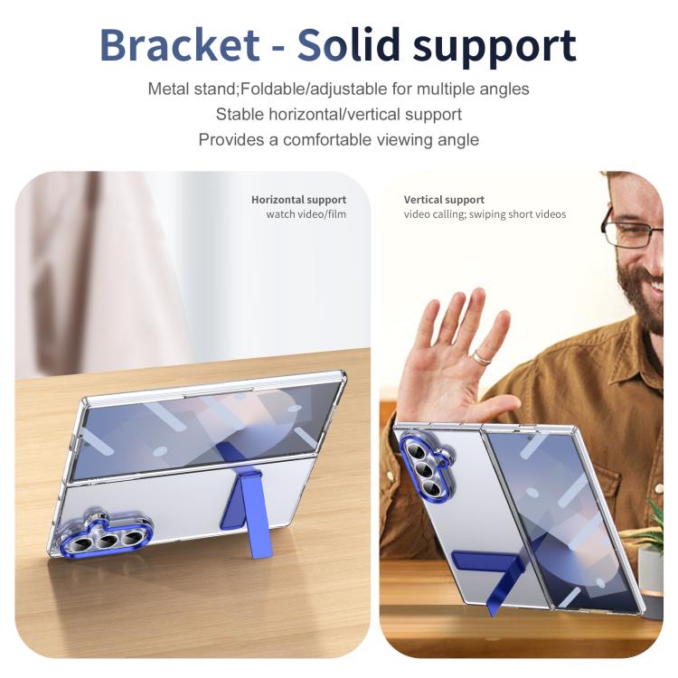 Funda híbrida de TPU y policarbonato con soporte para Samsung Galaxy Z Fold7 5G (azul)