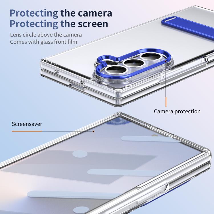 Funda híbrida de TPU y policarbonato con soporte para Samsung Galaxy Z Fold7 5G (azul)