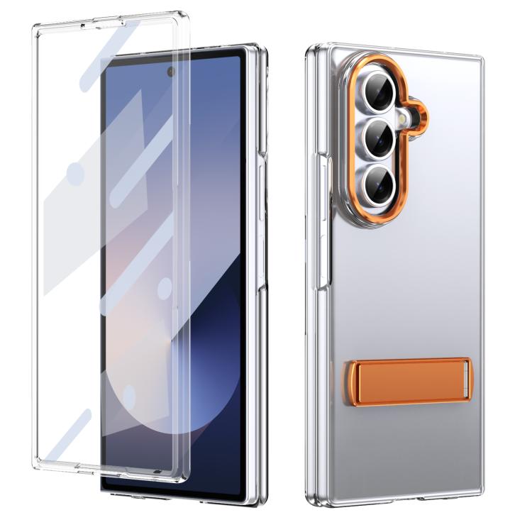 Funda híbrida de TPU y PC con soporte para Samsung Galaxy Z Fold7 5G (naranja)
