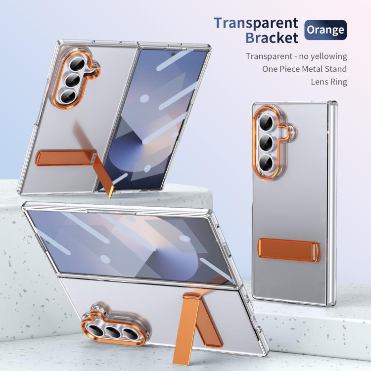 Funda híbrida de TPU y PC con soporte para Samsung Galaxy Z Fold7 5G (naranja)