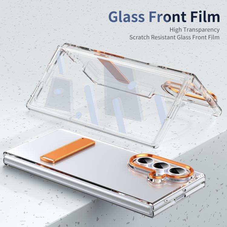 Funda híbrida de TPU y PC con soporte para Samsung Galaxy Z Fold7 5G (naranja)