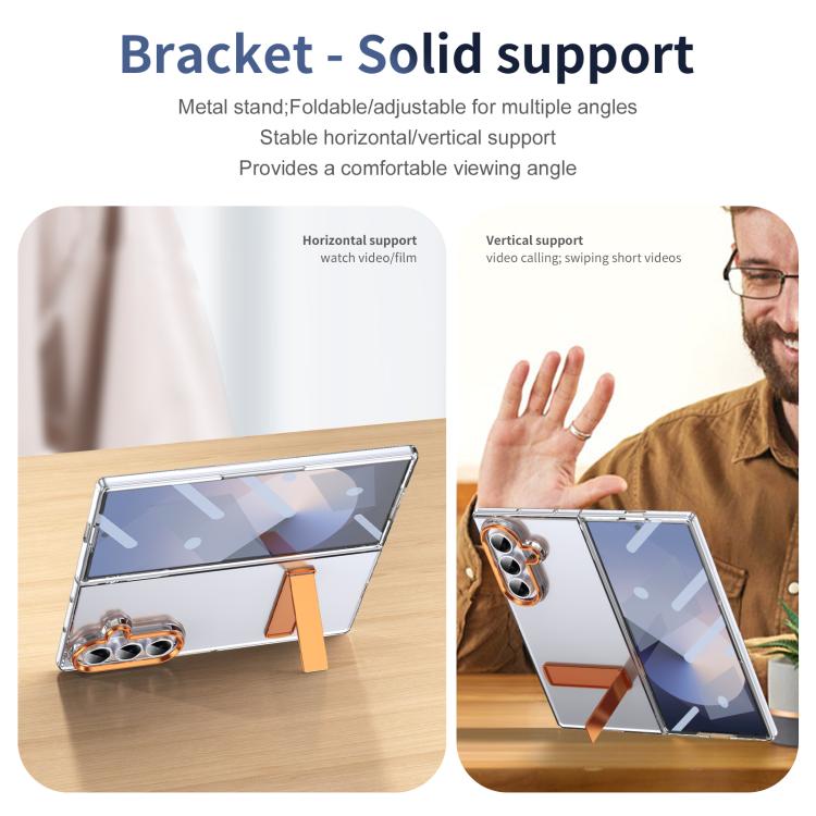 Funda híbrida de TPU y PC con soporte para Samsung Galaxy Z Fold7 5G (naranja)